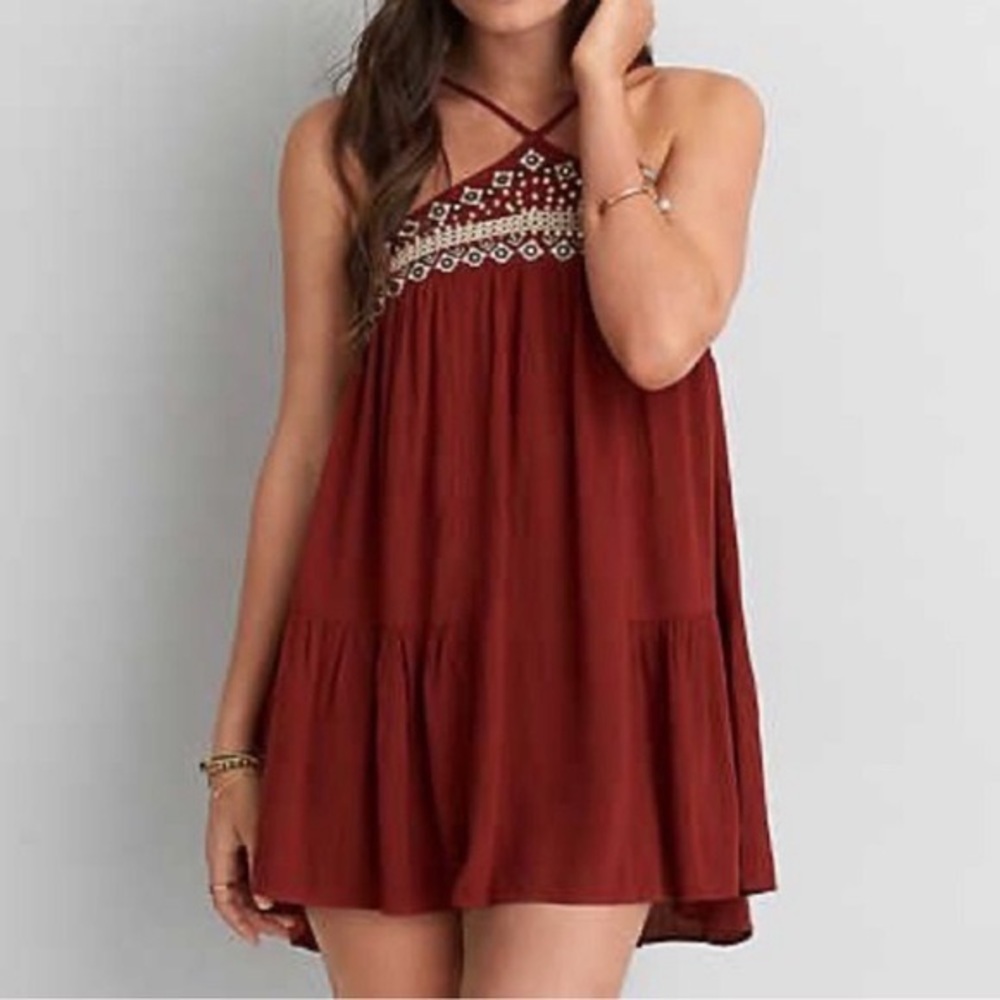 AMERICAN EAGLE RUST EMBELLISHED DRESS